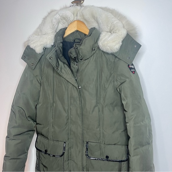 Pajar Women's Size Large Grace Parka Saga Fur's Green Hooded Winter Jacket - Picture 2 of 15